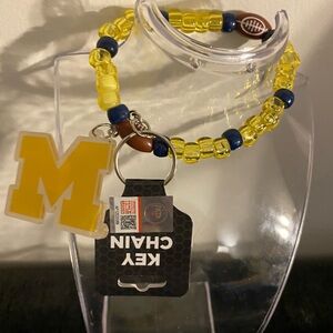 U of M Wristlet Beaded Charm Keychain